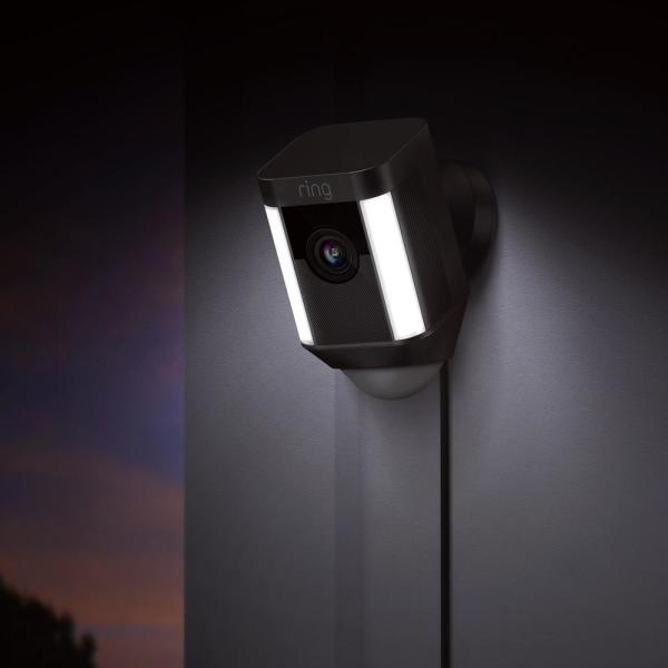 Refurbished Spot Light Cam Wired Outdoor Rectangle Security Camera in Black