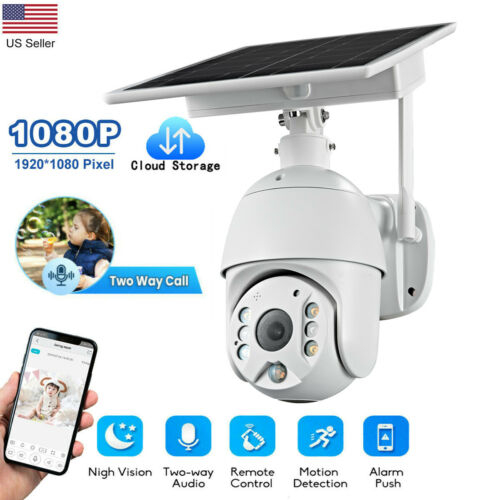 1080P HD 4G LTE Mobile Security Camera Battery Power Pan Tilt PTZ & Solar Panel