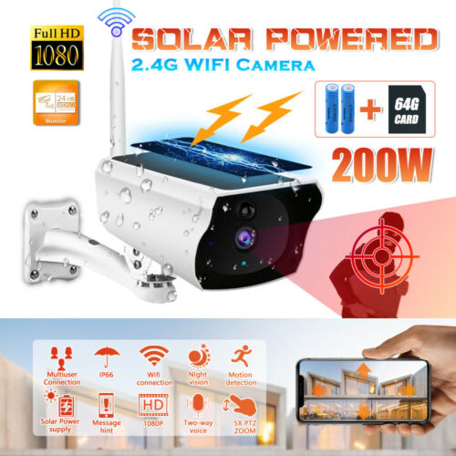 1080P HD Wireless Solar Powered IP Camera WiFi Security Outdoor Night Vision US