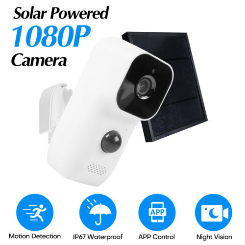 1080P Outdoor Soalr WiFi Security Camera PIR Motion Detection w/Night Vision