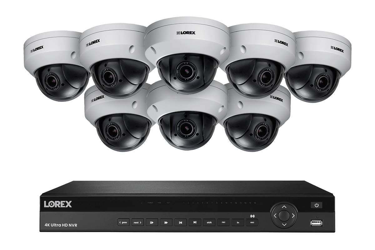 16-Channel NVR System with 8 Pan-Tilt-Zoom Outdoor Metal Cameras