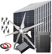 1600W Wind Solar Generator Kit : 400W Wind Turbine(6 Blades) + 10PCS 120W Mono Solar Panels + MPPT Charge Controller + Accessories (1600W Wind…