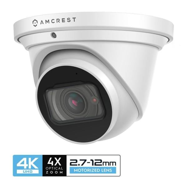 4K 8MP Wired Outdoor POE Optical Zoom IP Turret Security Camera 2.7 mm -12 mm Motorized Lens, IP67 IK10 Vandal Resistant