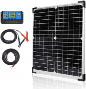 Apowery Solar Panel Kit 20W 12V Monocrystalline,Battery Maintainer +10A Solar Charge Controller + Extension Cable with Battery Clips O-Ring…