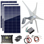 AUECOOR 700 Watts Solar Hybrid System : 12V 400W Wind Turbine Generator + 3 pcs 100W Polycrystalline Solar Panel+ Accessories Home Cabin RV Off…