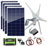 AUECOOR 800W 12V 24V Solar Panel Wind Turbine Kit: 400W Wind Turbine Generator + 4 pcs 100W Poly Solar Panel+ Accessories Home Cabin RV Off Grid…