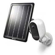 Battery Powered Wireless Indoor/Outdoor Smart Surveillance Bullet Camera with Solar Panel and Mounting Stand