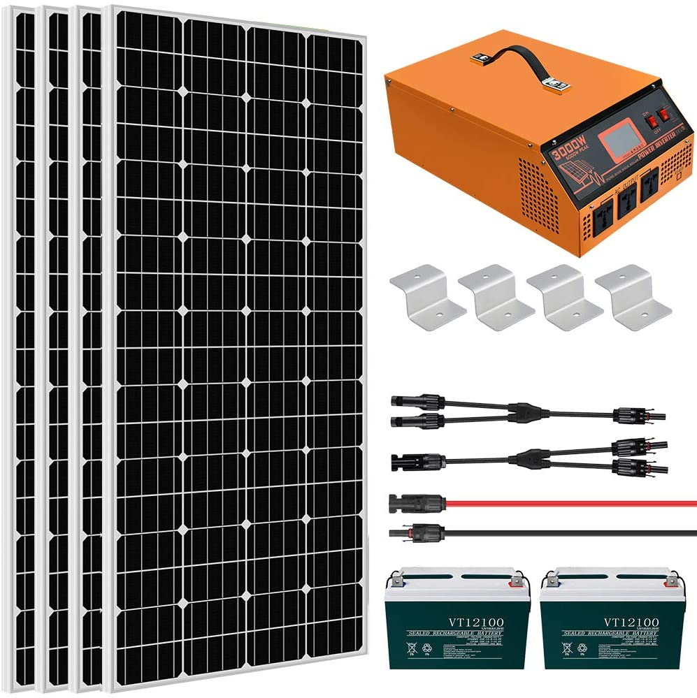 ECO-WORTHY 800W 3KWH/Day Solar Panel Kit with Battery and All-in-ONE Inverter Complete Solar Power System Kit Off Grid for Home, House, RV, 24V…