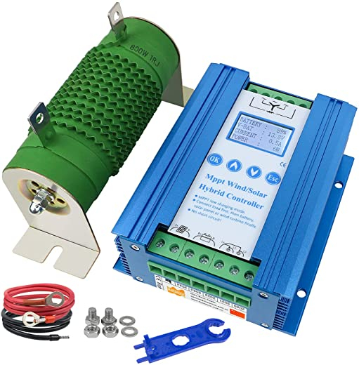 Marsrock Lithium Battery Wind Solar Hybrid Charge Controller with Wind Generator MPPT Boost Charging Function, with Dump Load Device and 50cm…