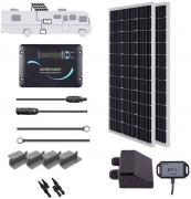 Renogy 200 Watts 12 Volts Monocrystalline Solar RV Kit Off-Grid Kit with Adventurer 30A PWM LCD Charge Controller+ Mounting Brackets+ Male and…
