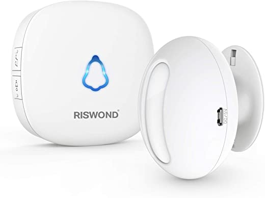 RISWOND Motion Sensor Alarm, 500 Feet Wireless Motion Sensor Door Chime for Home Security with 32 Tunes, 5 Volume Levels, Store Door Entry Chime…