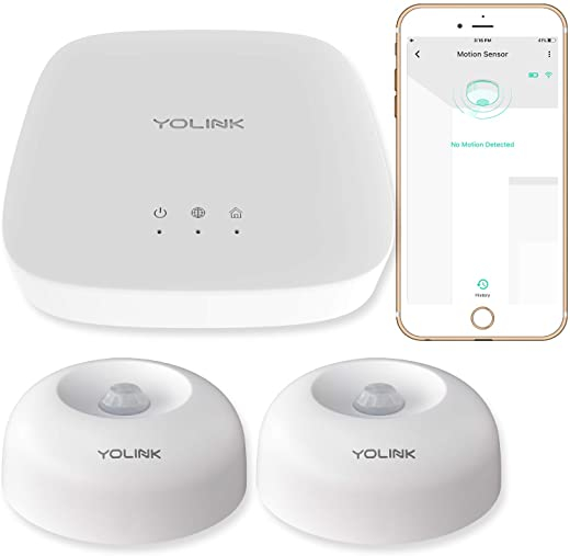 Smart Motion Sensors, YoLink 1/4 Mile World’s Longest Range Wireless Indoor Motion Detector Compatible with Alexa IFTTT, Movement Detector App…