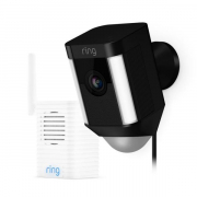 Spotlight Cam Wired Outdoor Security Camera Black with Chime Pro