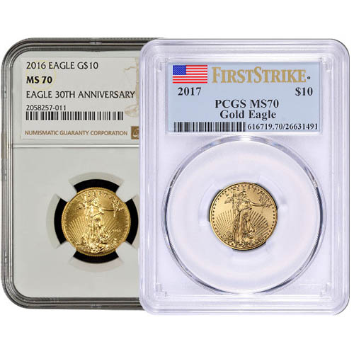 1/4 oz American Gold Eagle MS70 (Random Year, Varied Label, PCGS or NGC)