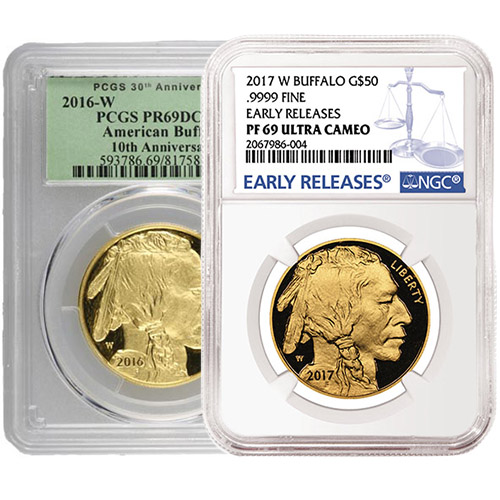 1 oz Proof American Gold Buffalo Coin PF69/PR69 (Random Year, Varied Label, PCGS or NGC)