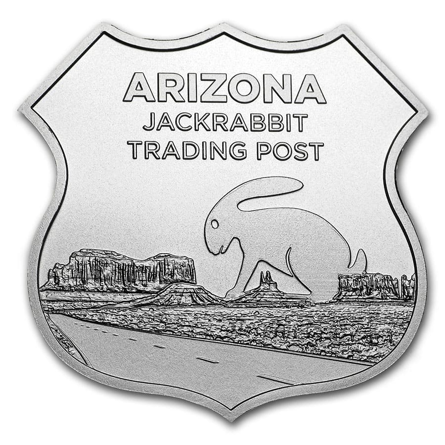 1 oz Silver – Icons of Route 66 Shield (Jack Rabbit Trading Post)
