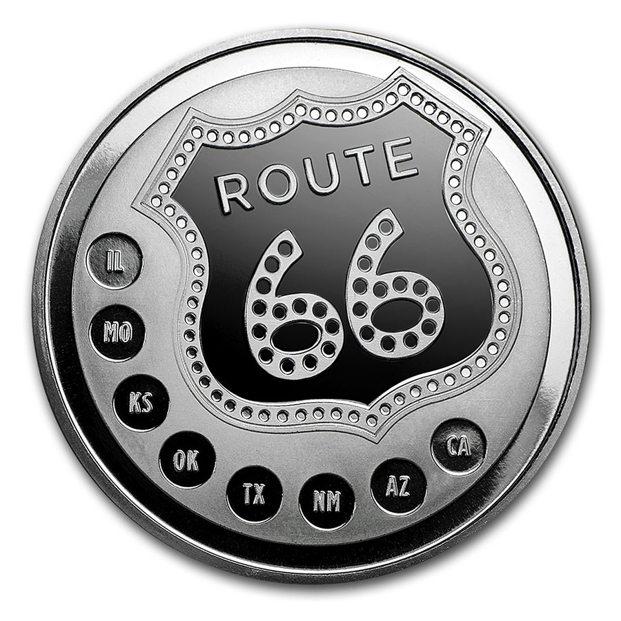 1 oz Silver Round – Get Your Kicks on Route 66