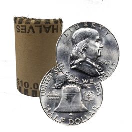 $10 Face – 90% US Silver Franklin Half Dollars – AU/UNC