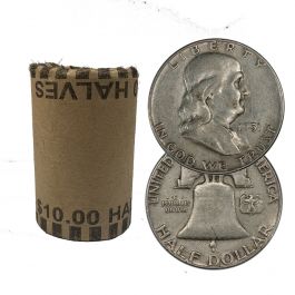 $10 Face – 90% US Silver Franklin Half Dollars