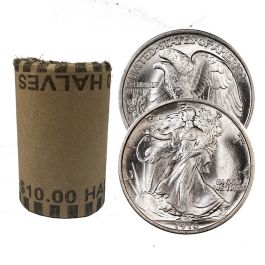 $10 Face – 90% US Walking Liberty Silver Half Dollars – XF/AU