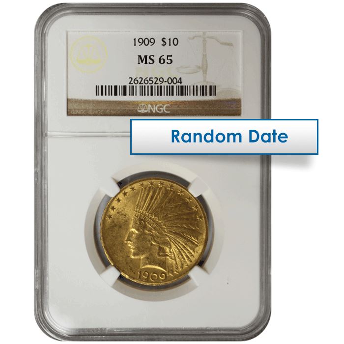 $10 Indian Gold NGC/PCGS MS65 – Random Date