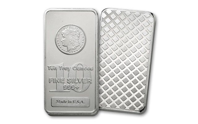 10-oz Silver Morgan Design Bars Brilliant Uncirculated | GovMint.com