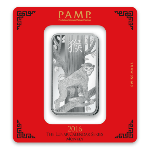 100g PAMP Silver Bar - Lunar Monkey