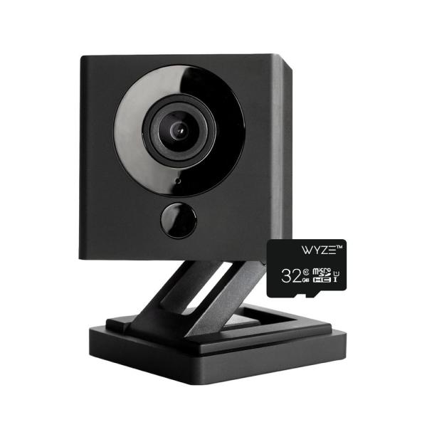 1080p Indoor Wireless Bullet Wi-Fi Smart Home Camera with 32 GB SD Card in Black