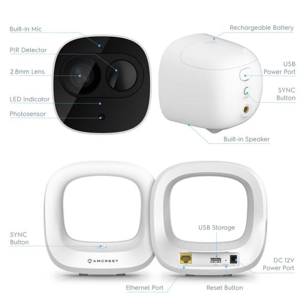 1080p SmartHome Indoor/Outdoor Wireless Wi-Fi Battery Powered Security Camera System with Smart Hub Connection