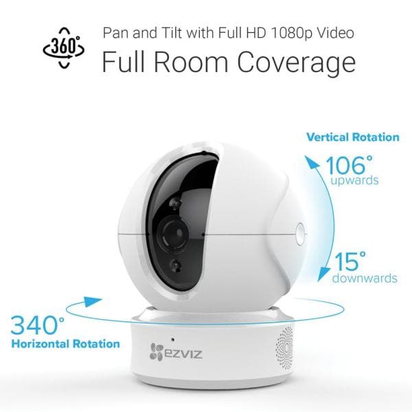 1080p Wireless Indoor Pan/Tilt WiFi Security Camera with 360-Degree Coverage, Full Duplex 2-Way Audio