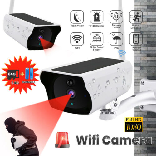 1080P Wireless Rechargeable Security IP Camera Solar Panel Night Vision Outdoor