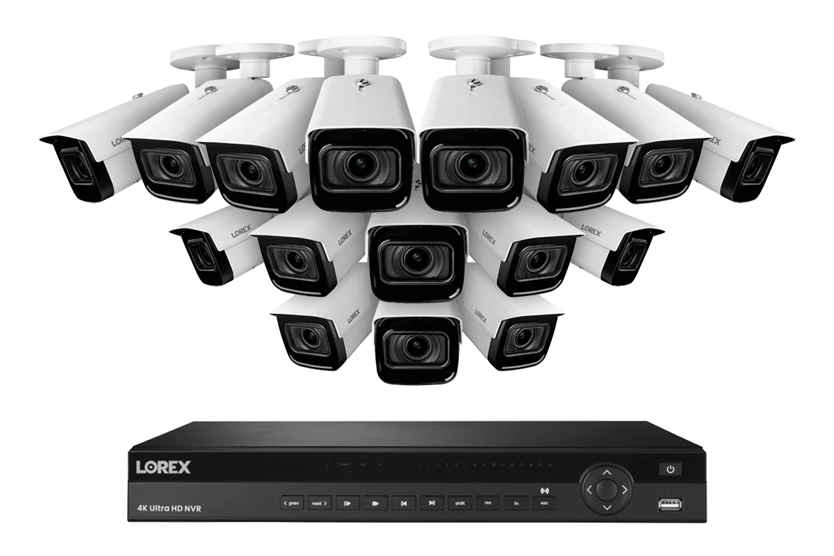 16-Channel Nocturnal NVR System with Sixteen 4K (8MP) Smart IP Optical Zoom Security Cameras with Real-Time 30FPS Recording
