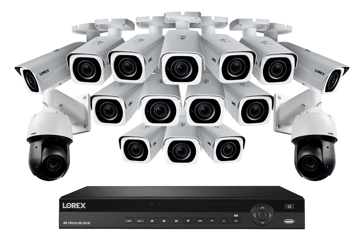 16-Channel NVR System with Fourteen 4K Varifocal Nocturnal Cameras and Two 2K PTZ Domes