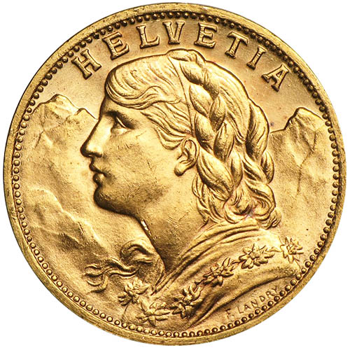20 Francs Swiss Gold Coin – Helvetia