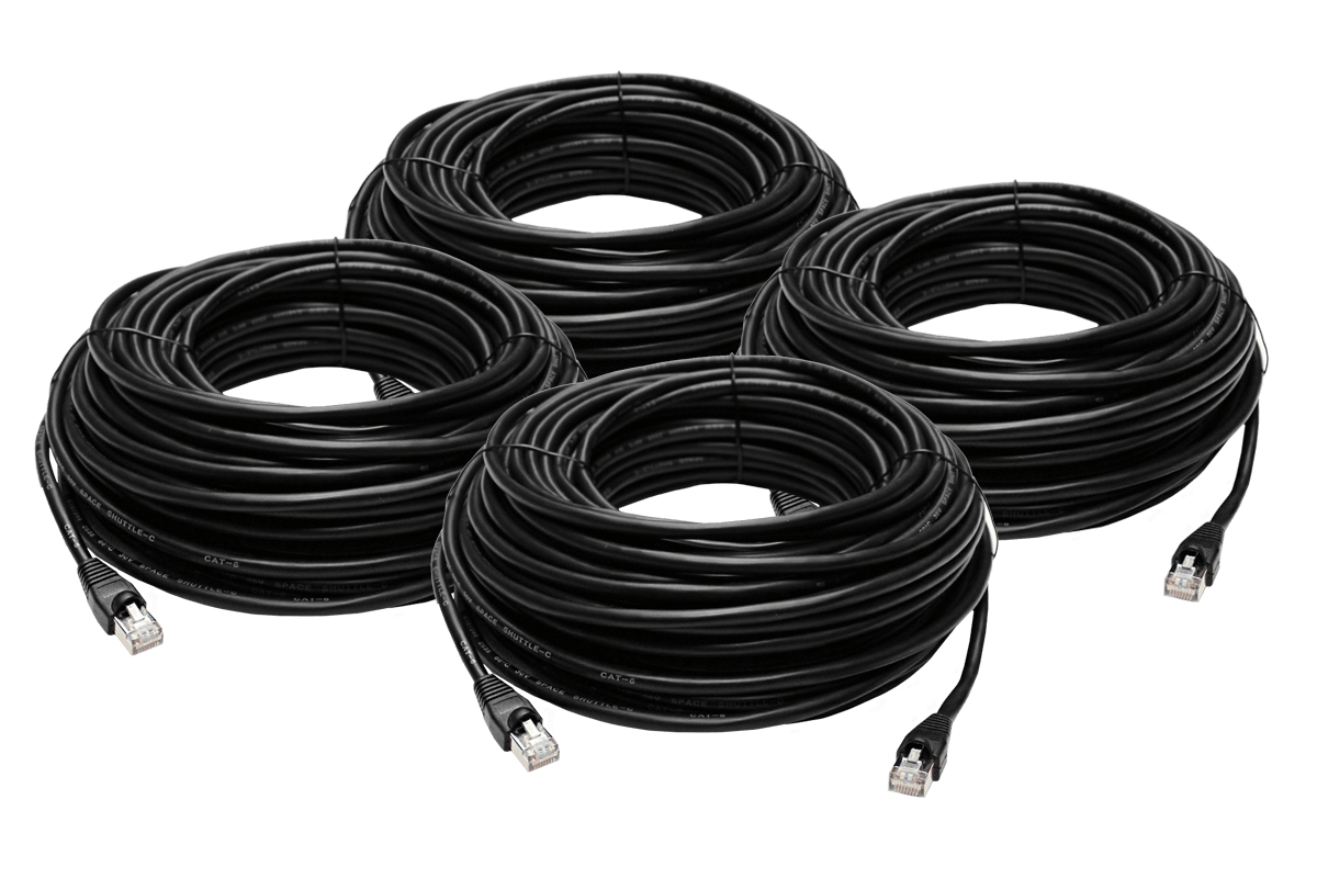 200FT CAT6 Outdoor Extension Cable, Weather Shielded, cUL CMR Riser Rated, UV Treated, Direct Burial Underground (4-pack)