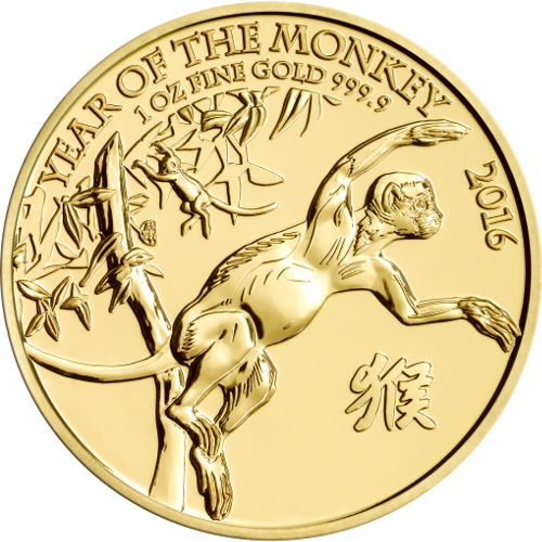 2016 1 oz British Gold Lunar Year of the Monkey Coin (BU)
