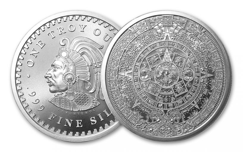 2018 Aztec Calendar 1-oz Silver Round Gem BU | GovMint.com
