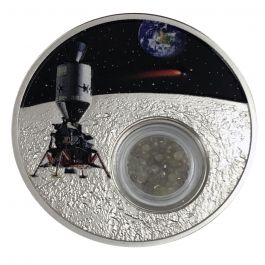 2019 1 oz Silver Moon Landing Proof Coin (Diamond Inserts)