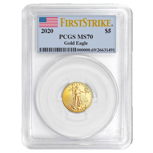 2020 1/10 oz American Gold Eagle Coin PCGS MS70 FS