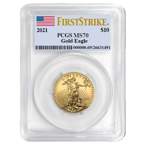 2021 1/4 oz American Gold Eagle Coin PCGS MS70 FS (Type 1)
