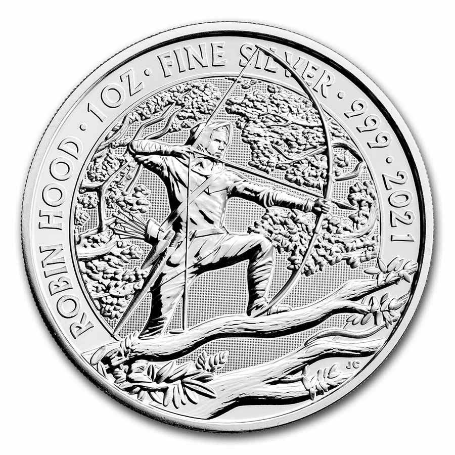 2021 Great Britain 1 oz Silver Myths and Legends: Robin Hood BU
