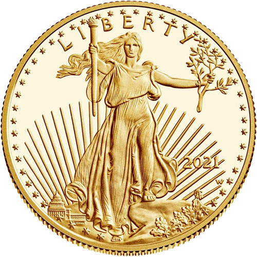 2021-W 1 oz Proof American Gold Eagle Coin (Box + CoA, Type 1)
