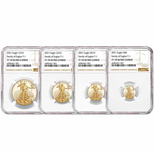 2021-W 4-Coin Proof American Gold Eagle Set NGC PF70 UCAM (Type 1)