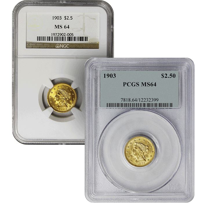 $2.5 Liberty Gold Quarter Eagle NGC/PCGS MS64 – Random Date