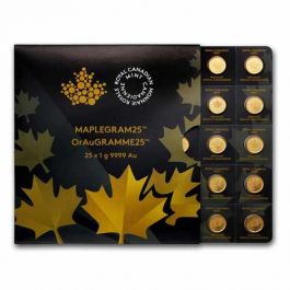 25x 1 Gram Gold Maple Leafs – Maplegram25