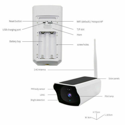 2MP Solar Waterproof Wireless WiFi 1080P Security IP Camera Night Vision Battery