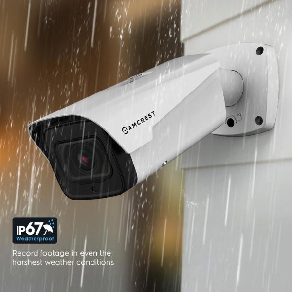 4K 8MP Outdoor IP POE Varifocal Bullet Security Camera, 4X Optical Zoom, 2.7mm 12mm Lens, IP67 Weatherproof, IK10