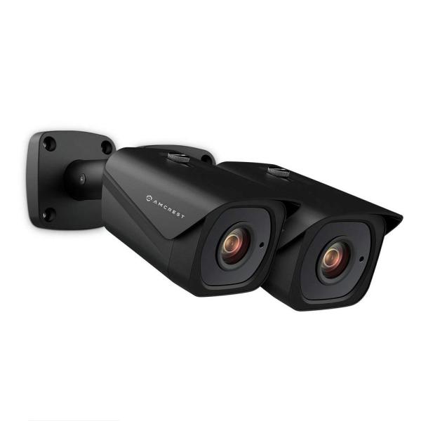 4K UltraHD 8MP Wired Outdoor Bullet POE IP Security Camera, 131ft Night Vision, MicroSD Rec, IP67 Weatherproof (2-Pack)