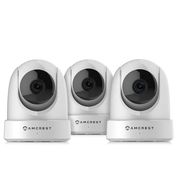 4MP UltraHD Indoor Wi-Fi Camera Security IP Camera with Pan/Tilt, Night Vision, Motion Detection, White (3-Pack)