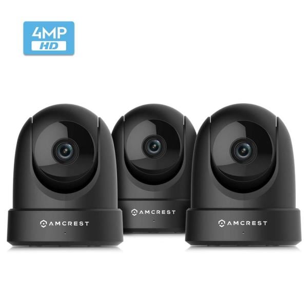 4MP UltraHD Indoor Wi-Fi Camera Security IP Camera with Pan/Tilt, Night Vision, Motion Detection, Black (3-Pack)